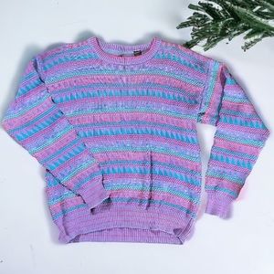 Vintage 90’s COOGI style Knit Sweater in abstract Pastels / unisex M/L ☯️